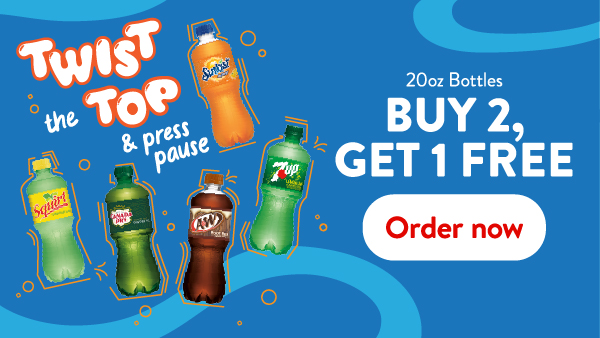 20oz bottles, buy 2 get 1 free. Order now