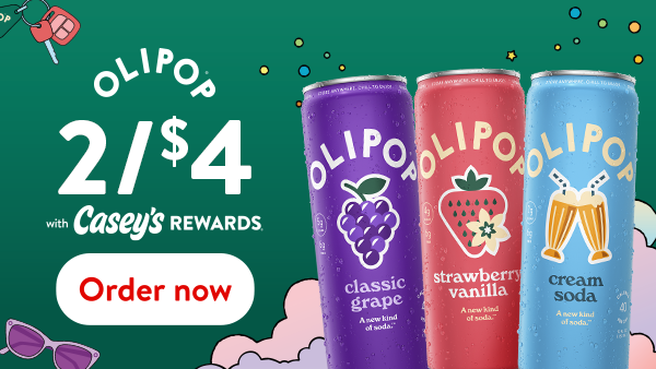 Olipop 2 for $4 with Casey's Rewards. Order now