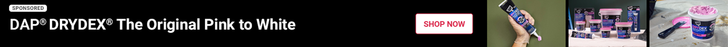 Advertisement for DAP. DRYDESK. The original pink to white.