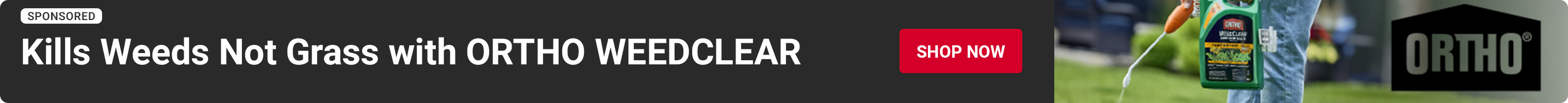 Advertisement for Scotts: Kills Weeds. Not Grass. Shop Now.