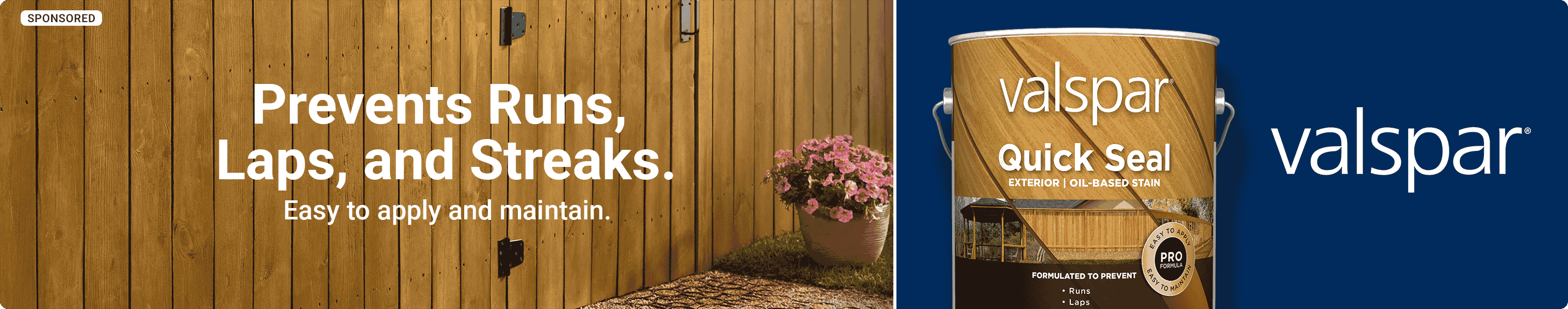 Advertisement for Sherwin Williams: Prevents Runs, Laps, and Streaks. Easy to apply and maintain.