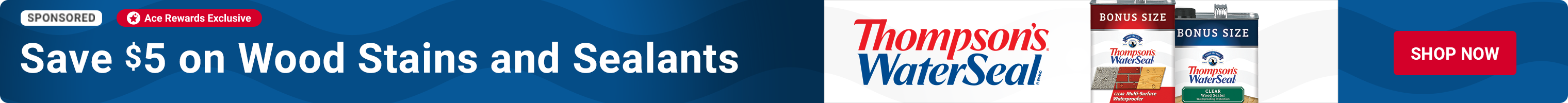 Advertisement for Sherwin Williams: Save $5 on Wood Stains and Sealants
