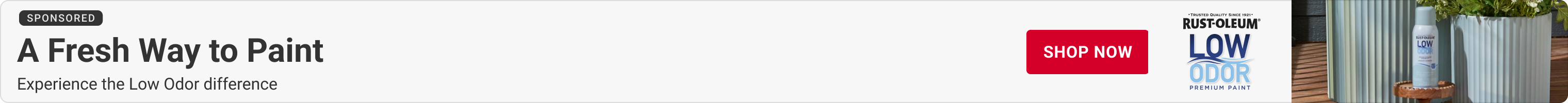 Advertisement for Rust-Oleum. A fresh way to paint. Shop Now.