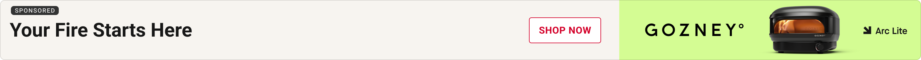 Advertisement for Gozney: The Easiest Way to Make Better Pizza at Home. Shop Now