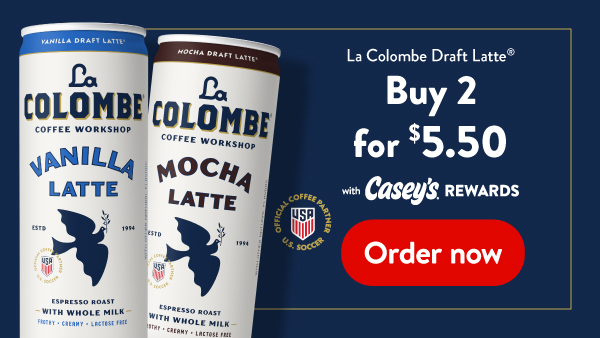 La Colombe Draft Latte Buy 2 for $5.50 with Casey's Rewards. Order now