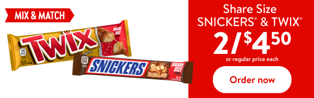 Snickers & Twix 2/$4.50