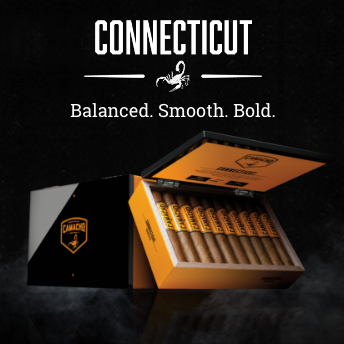 Advertisement for Camacho: CONNECTICUT. Balanced. Smooth. Bold.