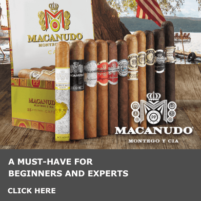 Macanudo Montego Y Cia cigars logo. A must-have for beginners and experts. Shop now