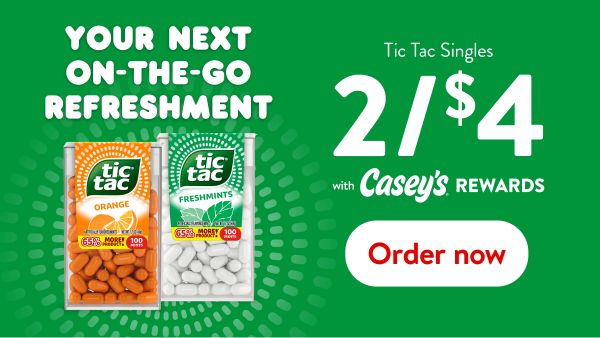 Tic Tac Singles 2 for $4 with Casey's Rewards. Order now