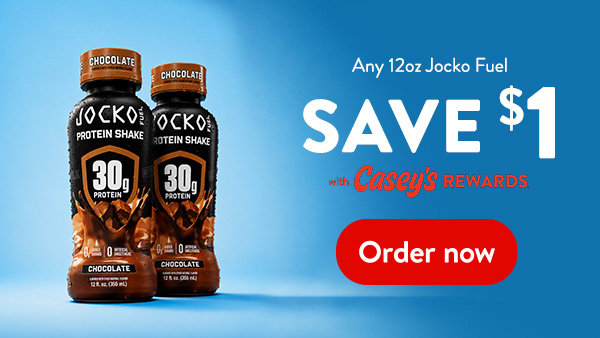 Any 12oz Jocko Fuel Save $1 with Casey's Rewards. Order now