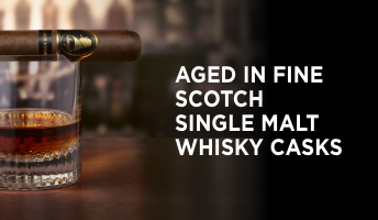 Advertisement for Davidoff: Aged in fine scotch single malt whisky casks