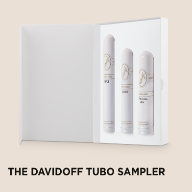 Advertisement for Davidoff: THE DAVIDOFF TUBO SAMPLER.